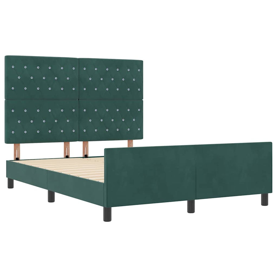 Boxspringbed met hoofdeinde Donkergroen 140 x 200 cm Fluweel