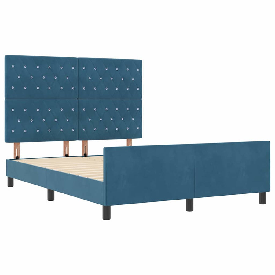 Boxspringbed met hoofdeinde Donkerblauw 140 x 200 cm Fluweel