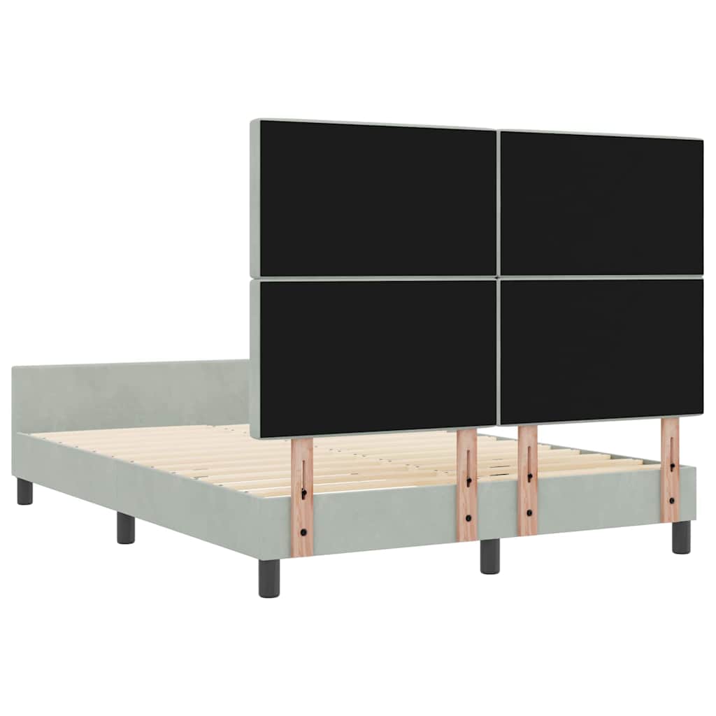 Boxspringbed met hoofdeinde Lichtgrijs 160 x 200 cm Fluweel