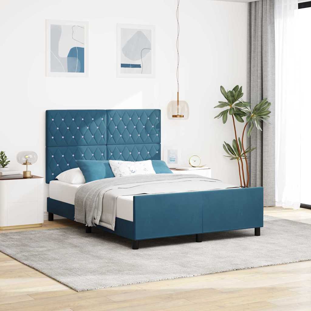 Boxspringbed met hoofdeinde Donkerblauw 160 x 200 cm Fluweel