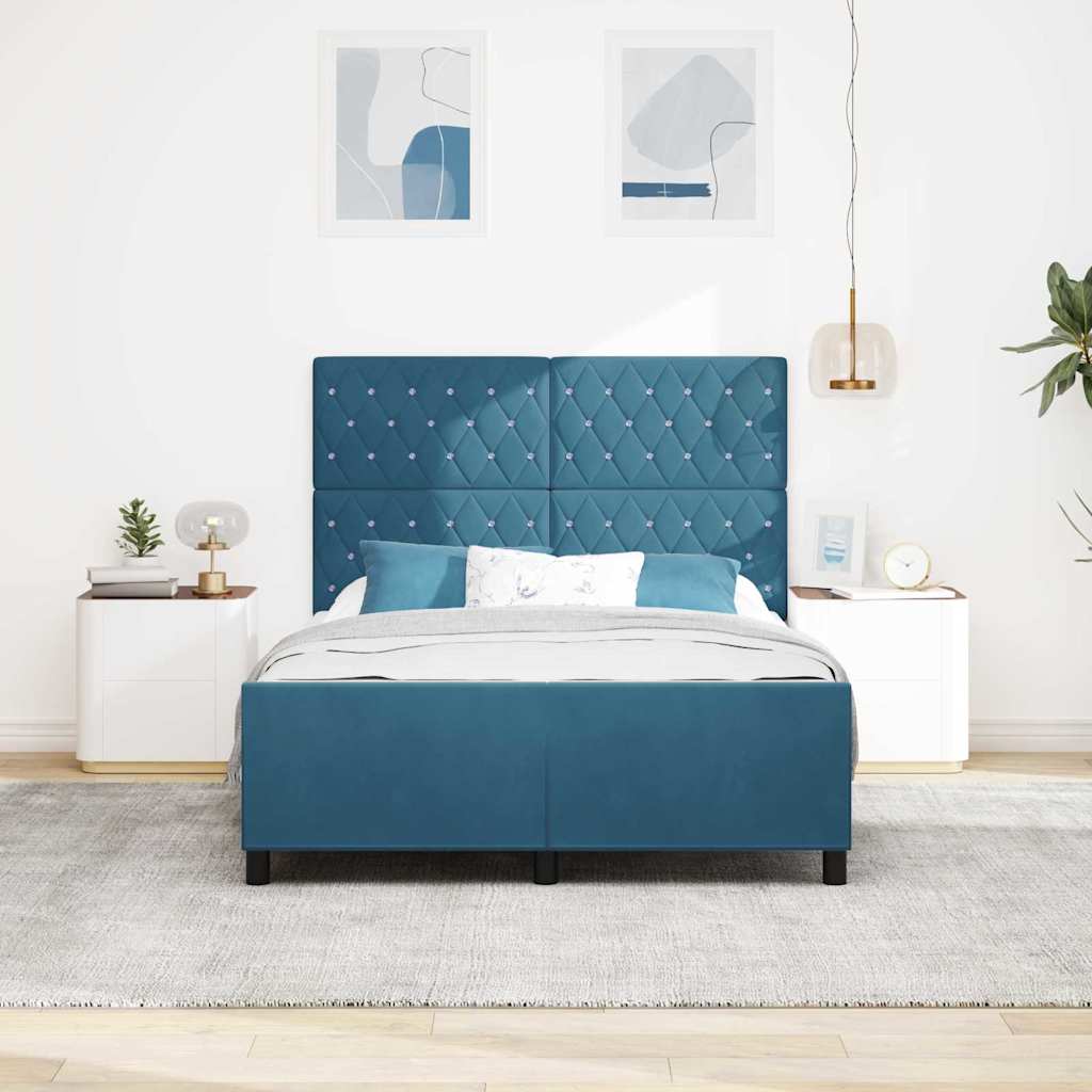 Boxspringbed met hoofdeinde Donkerblauw 160 x 200 cm Fluweel