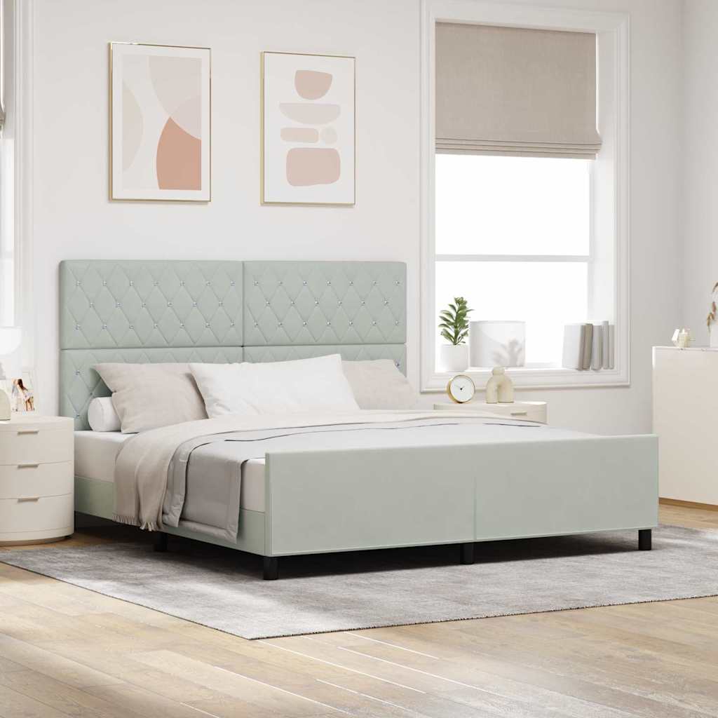 Boxspringbed met hoofdeinde Lichtgrijs 180 x 200 cm Fluweel