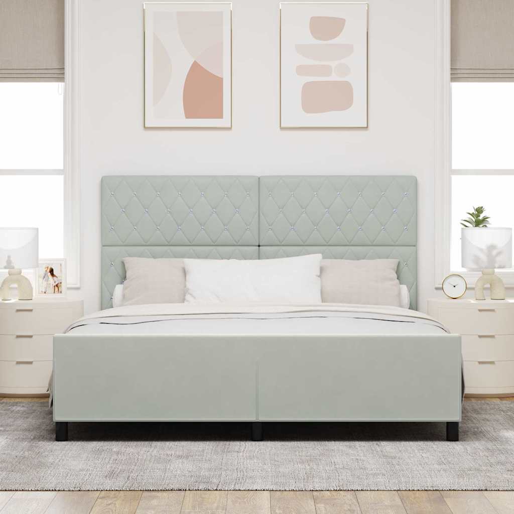 Boxspringbed met hoofdeinde Lichtgrijs 180 x 200 cm Fluweel