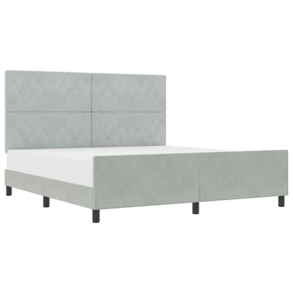 Boxspringbed met hoofdeinde Lichtgrijs 180 x 200 cm Fluweel