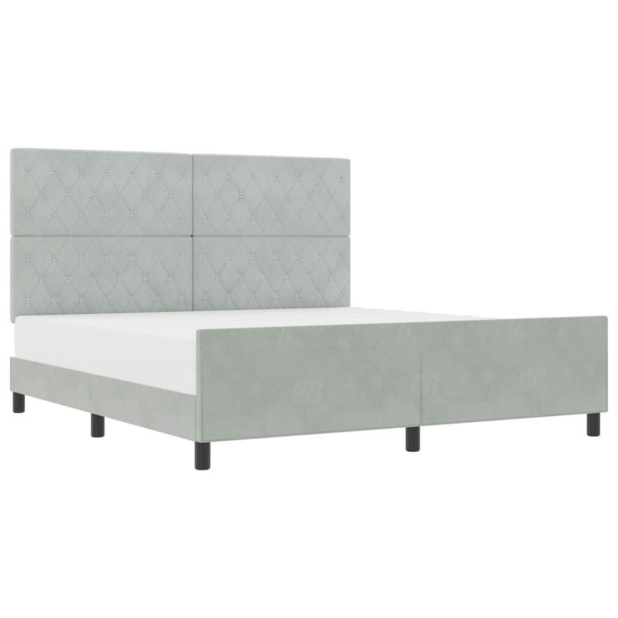 Boxspringbed met hoofdeinde Lichtgrijs 180 x 200 cm Fluweel