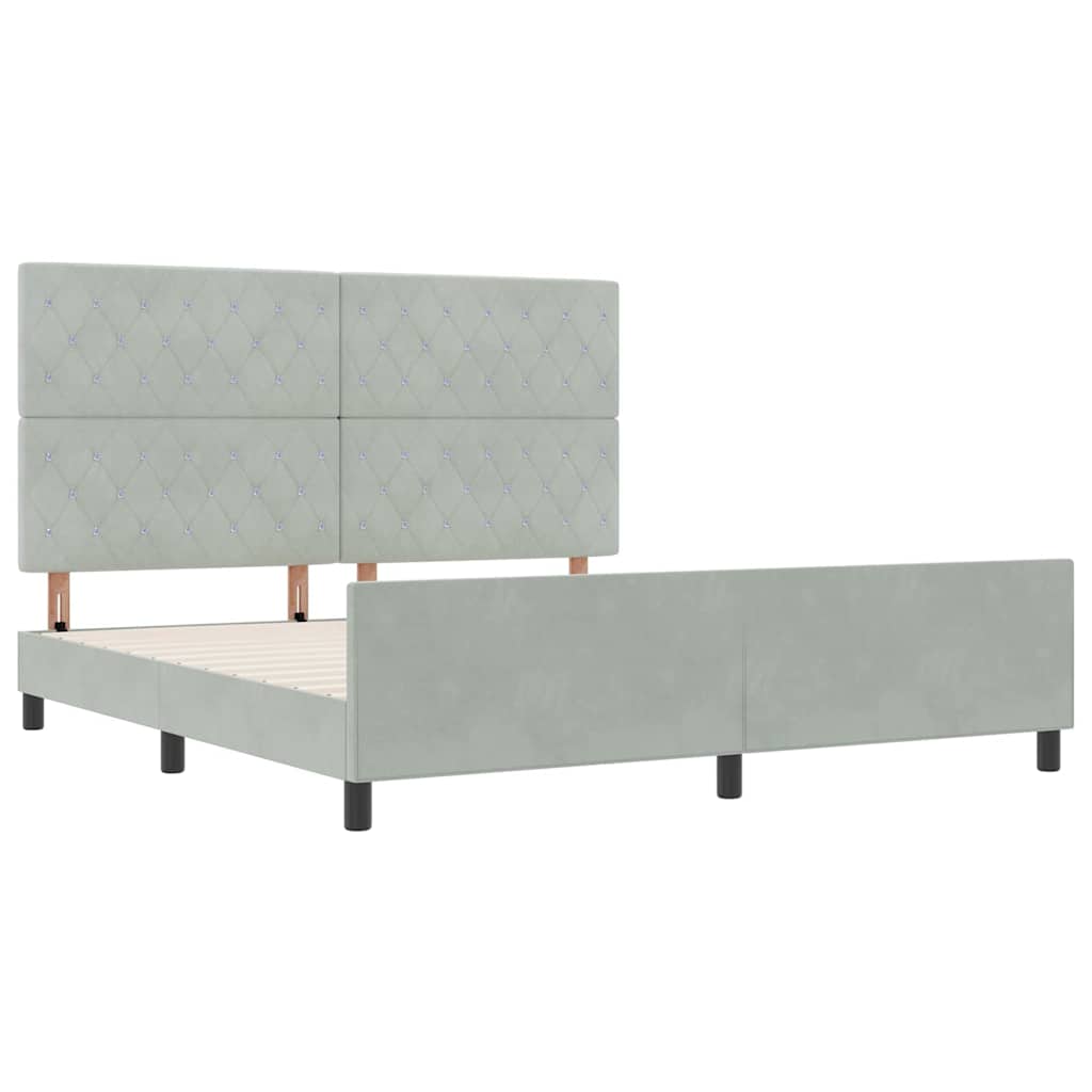Boxspringbed met hoofdeinde Lichtgrijs 180 x 200 cm Fluweel