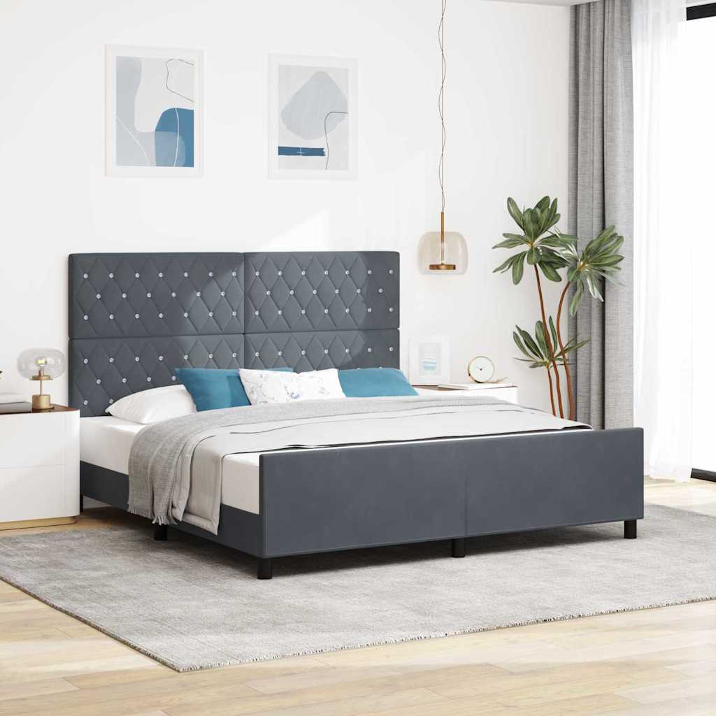 Boxspringbed met hoofdeinde Donkergrijs 180 x 200 cm Fluweel