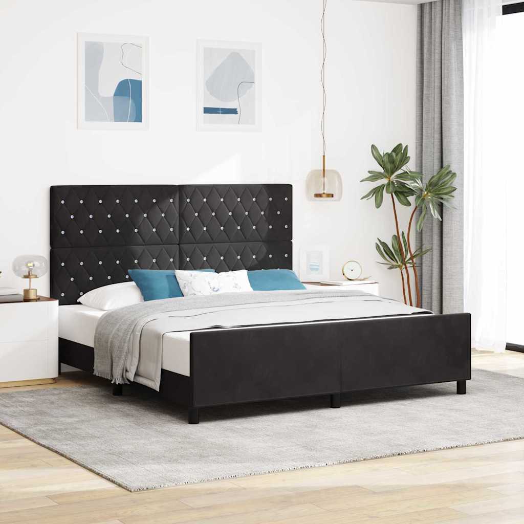 Boxspringbed met hoofdeinde Zwart 180 x 200 cm Fluweel