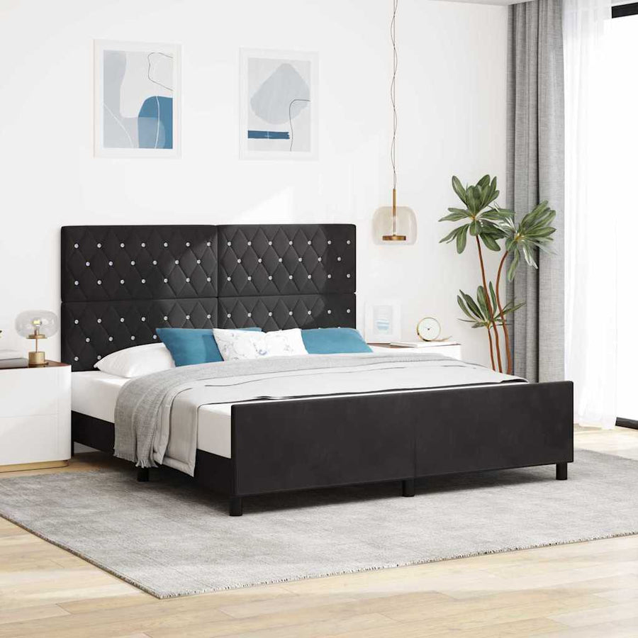 Boxspringbed met hoofdeinde Zwart 180 x 200 cm Fluweel