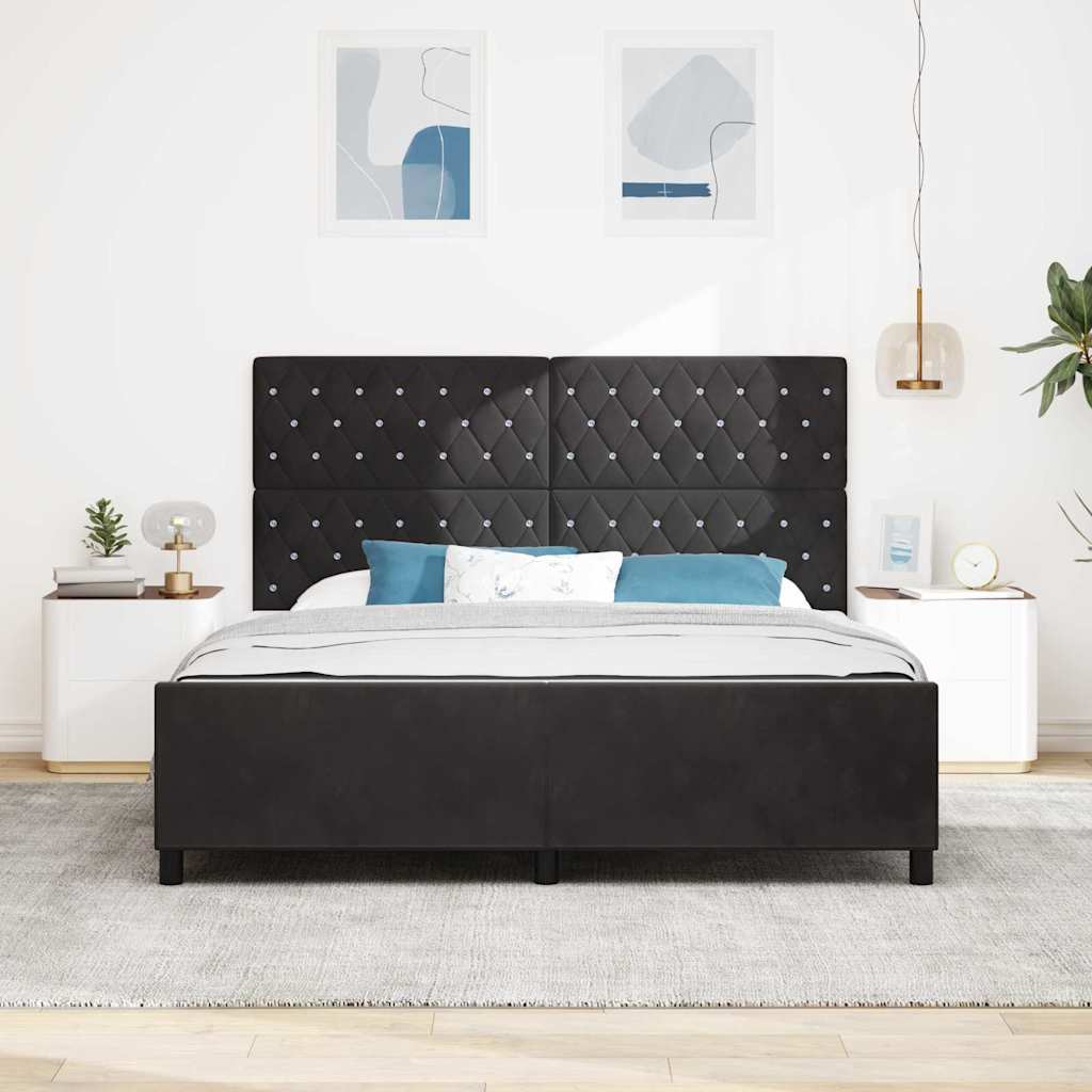 Boxspringbed met hoofdeinde Zwart 180 x 200 cm Fluweel