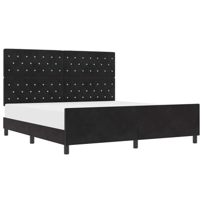 Boxspringbed met hoofdeinde Zwart 180 x 200 cm Fluweel