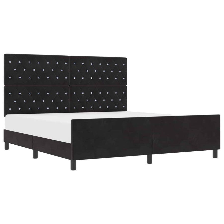 Boxspringbed met hoofdeinde Zwart 180 x 200 cm Fluweel