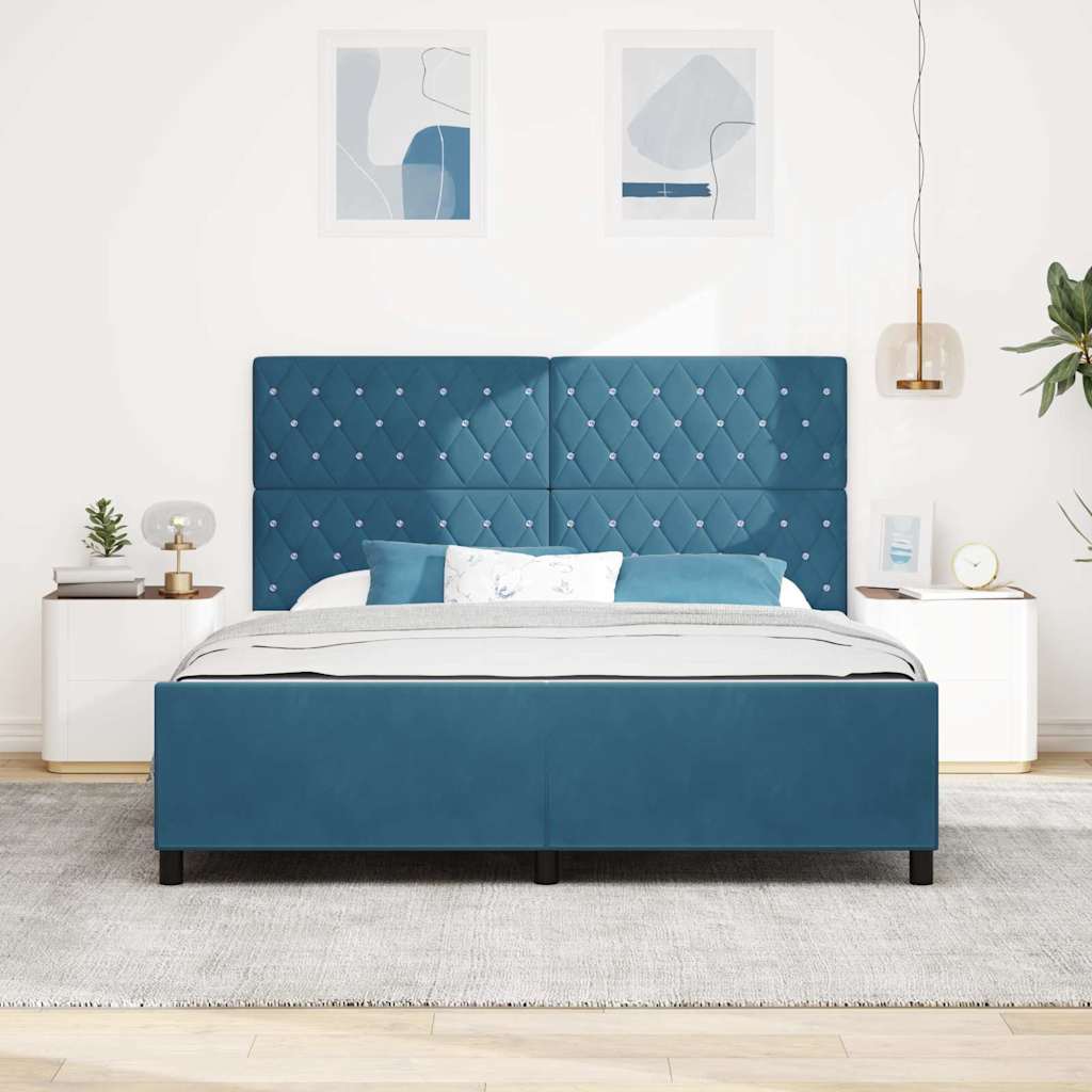 Bedframe met hoofdeinde Donkerblauw 180 x 200 cm Fluweel