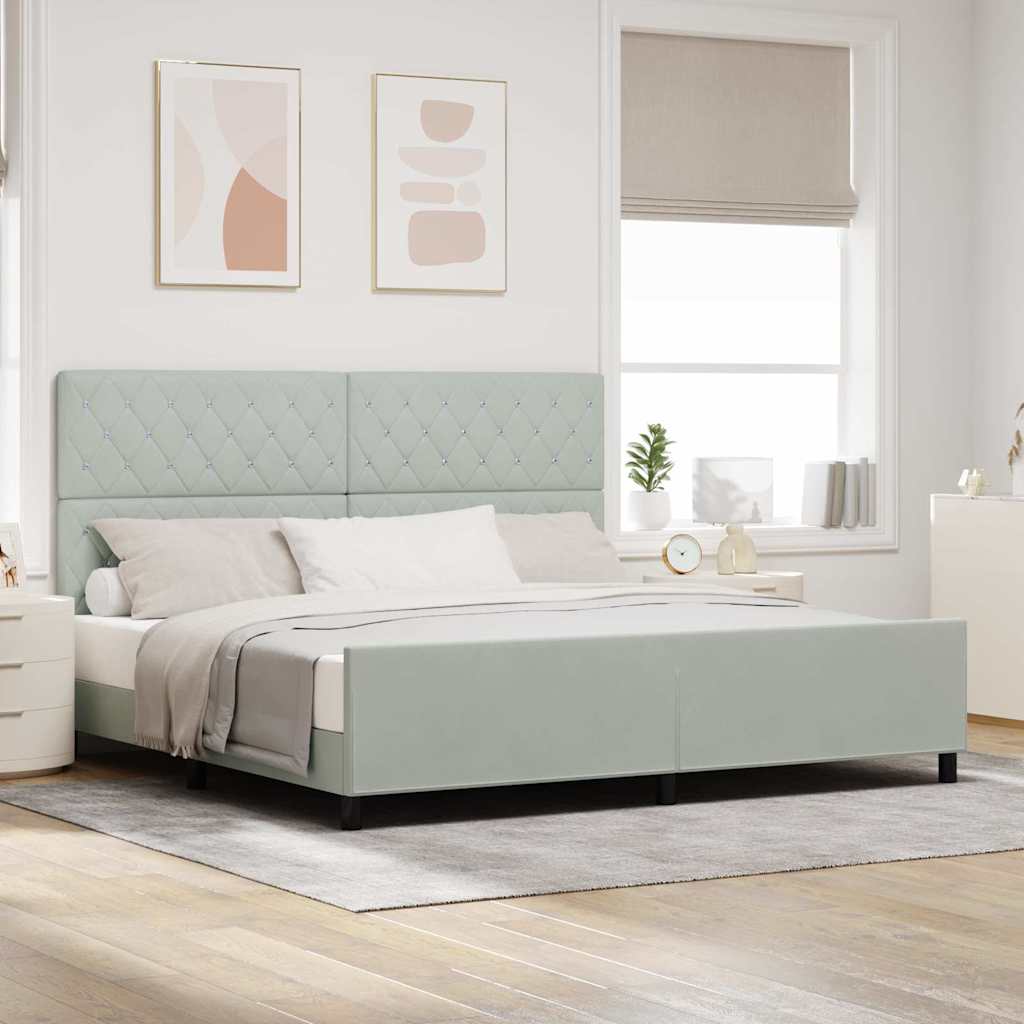 Boxspringbed met hoofdeinde Lichtgrijs 200 x 200 cm Fluweel