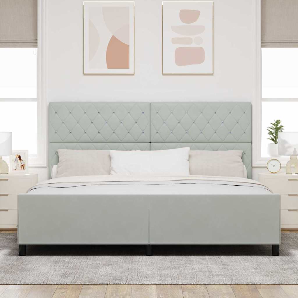 Boxspringbed met hoofdeinde Lichtgrijs 200 x 200 cm Fluweel