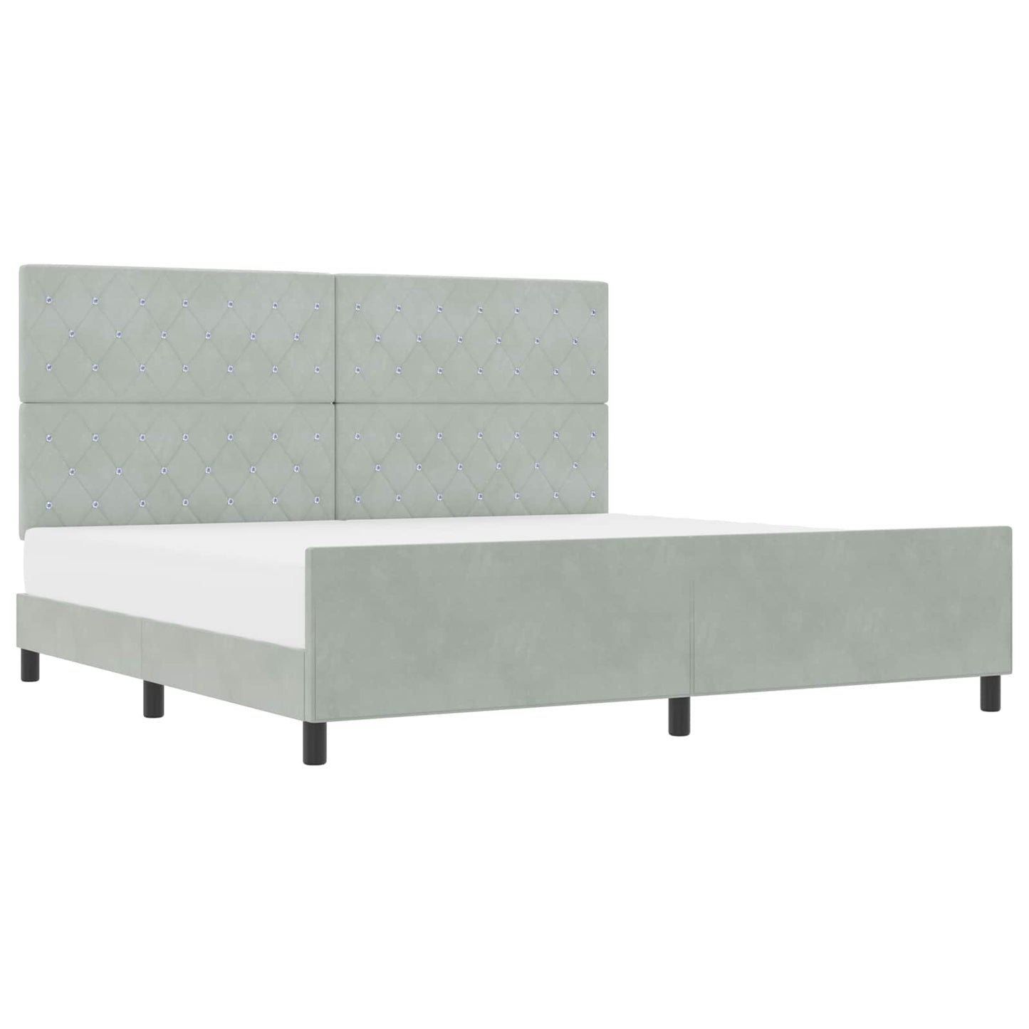 Boxspringbed met hoofdeinde Lichtgrijs 200 x 200 cm Fluweel