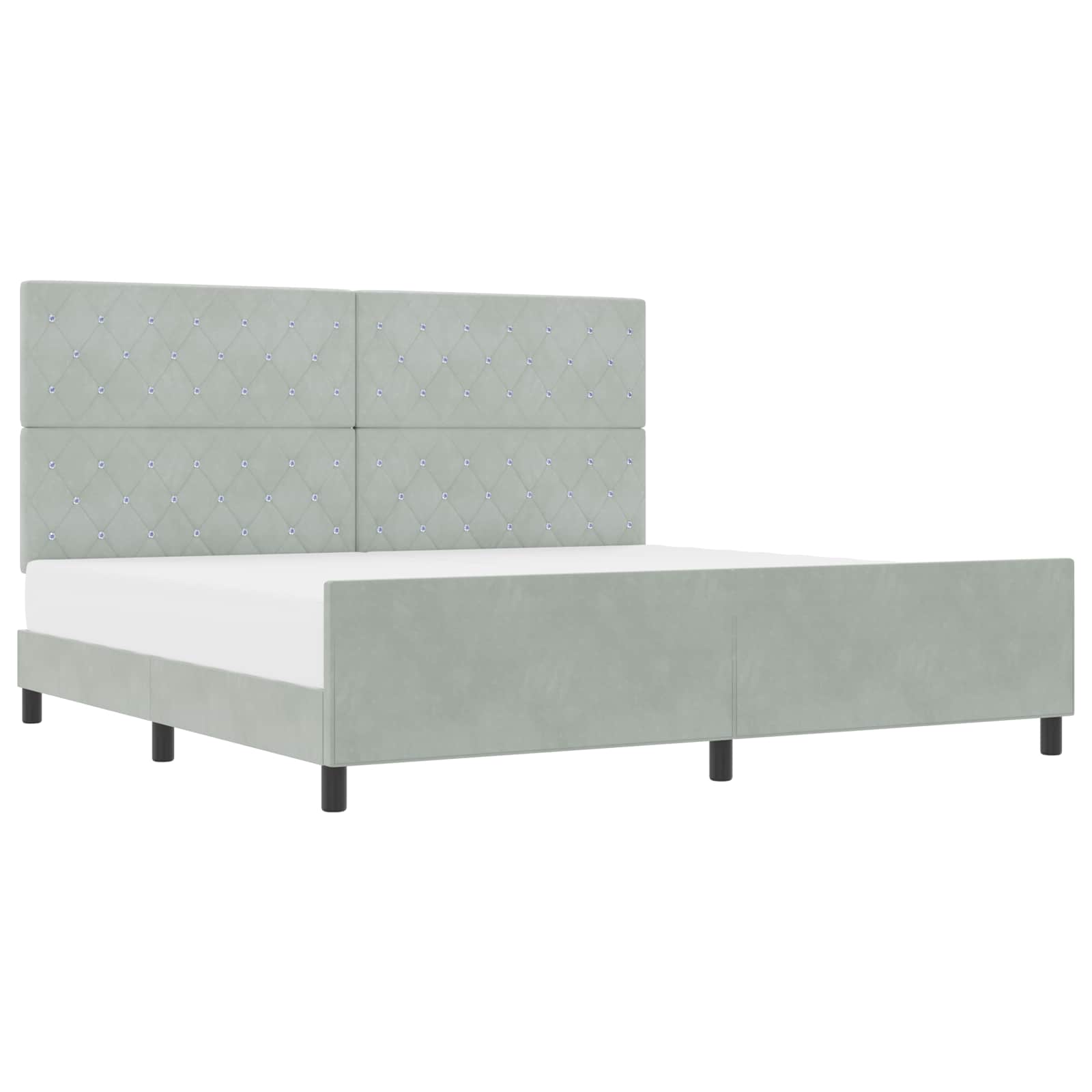 Boxspringbed met hoofdeinde Lichtgrijs 200 x 200 cm Fluweel