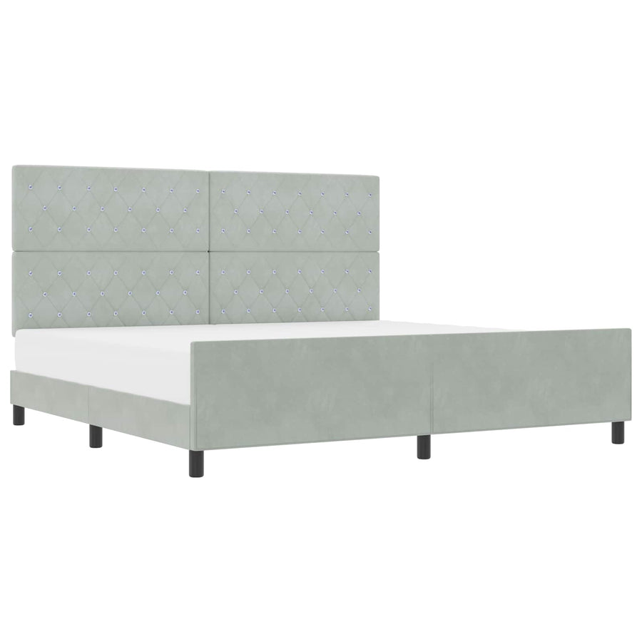 Boxspringbed met hoofdeinde Lichtgrijs 200 x 200 cm Fluweel