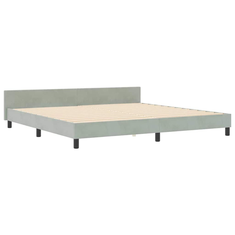 Boxspringbed met hoofdeinde Lichtgrijs 200 x 200 cm Fluweel