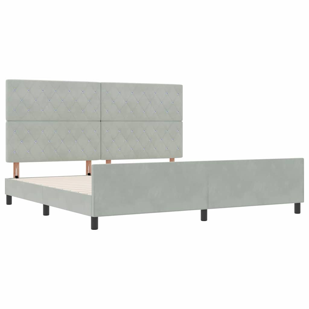 Boxspringbed met hoofdeinde Lichtgrijs 200 x 200 cm Fluweel