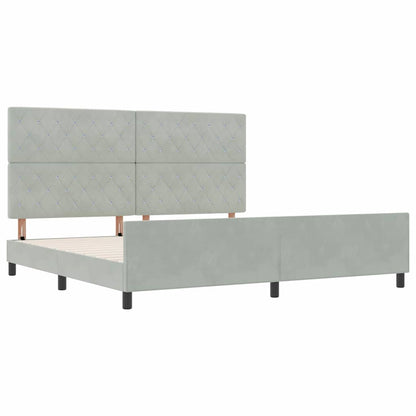 Boxspringbed met hoofdeinde Lichtgrijs 200 x 200 cm Fluweel