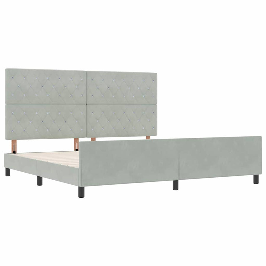 Boxspringbed met hoofdeinde Lichtgrijs 200 x 200 cm Fluweel
