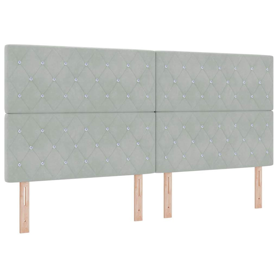 Boxspringbed met hoofdeinde Lichtgrijs 200 x 200 cm Fluweel