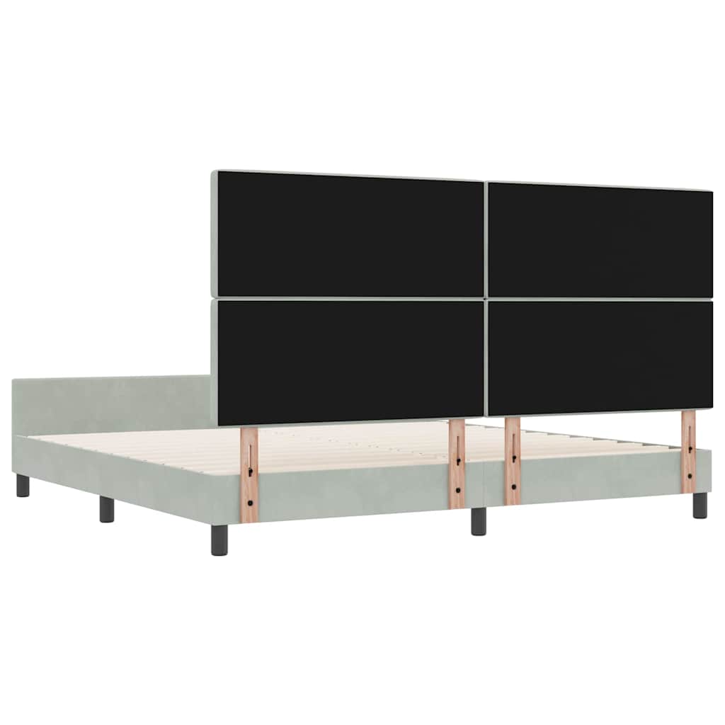 Boxspringbed met hoofdeinde Lichtgrijs 200 x 200 cm Fluweel