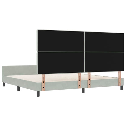 Boxspringbed met hoofdeinde Lichtgrijs 200 x 200 cm Fluweel