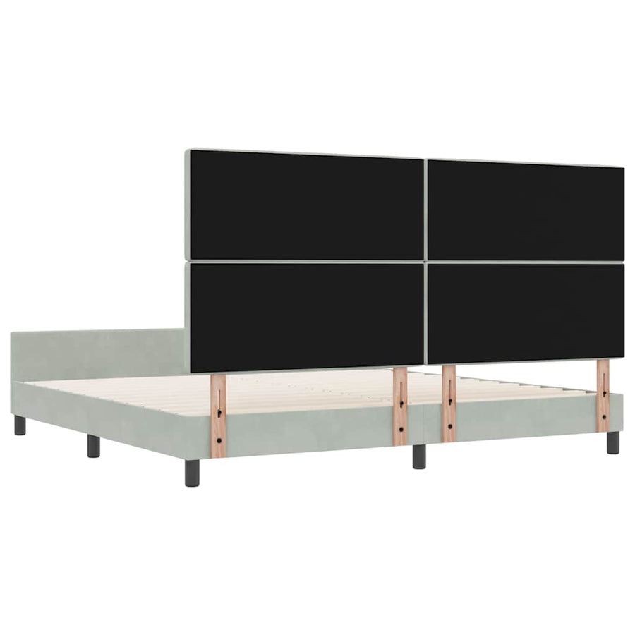 Boxspringbed met hoofdeinde Lichtgrijs 200 x 200 cm Fluweel