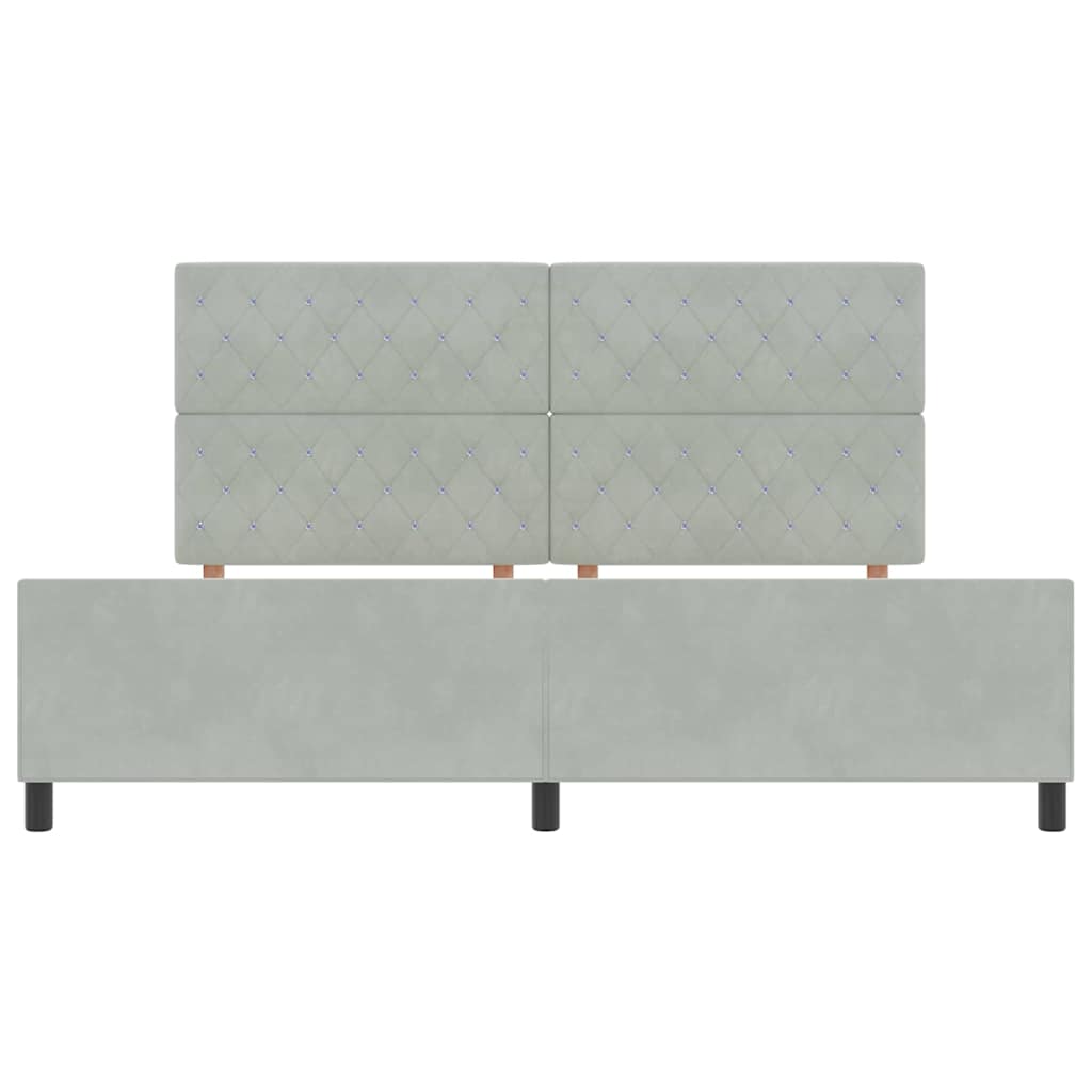 Boxspringbed met hoofdeinde Lichtgrijs 200 x 200 cm Fluweel