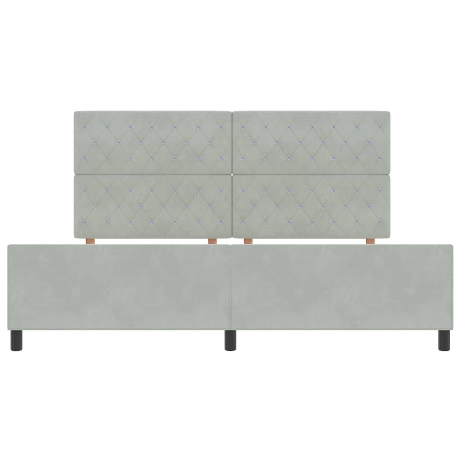 Boxspringbed met hoofdeinde Lichtgrijs 200 x 200 cm Fluweel