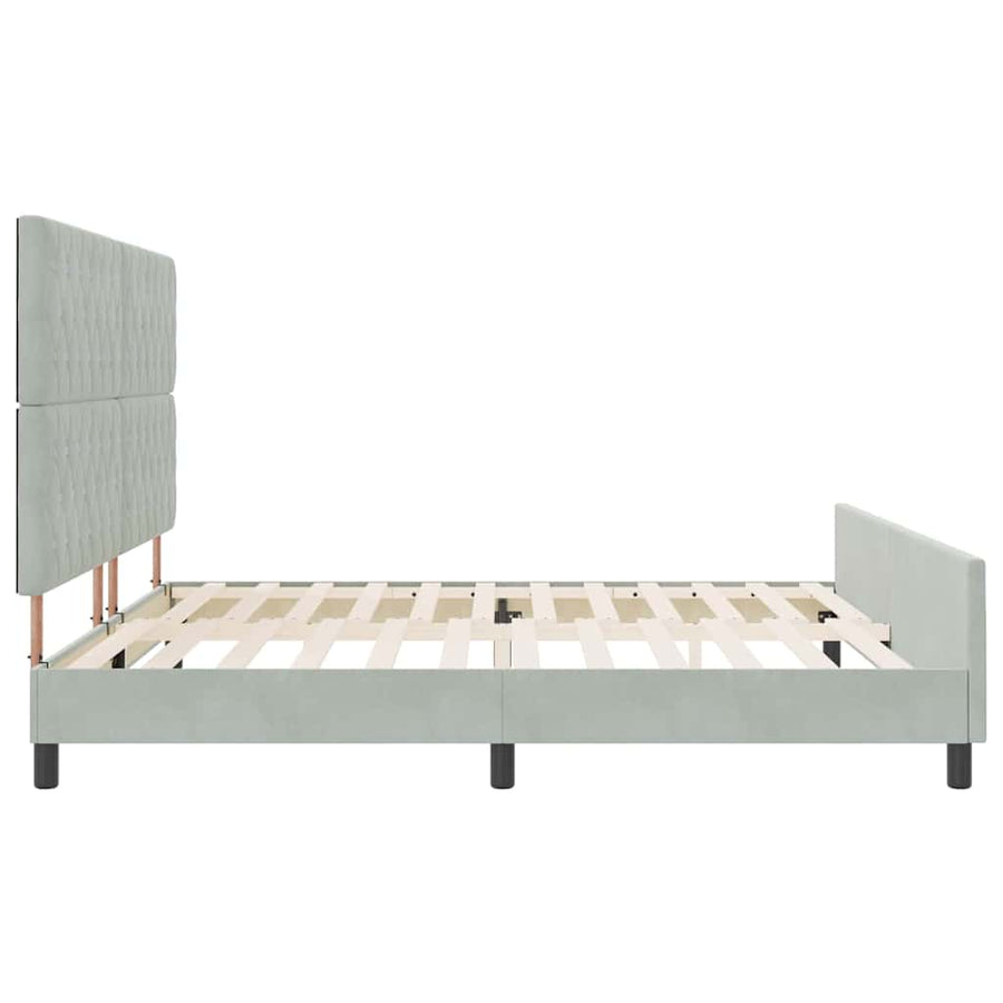 Boxspringbed met hoofdeinde Lichtgrijs 200 x 200 cm Fluweel