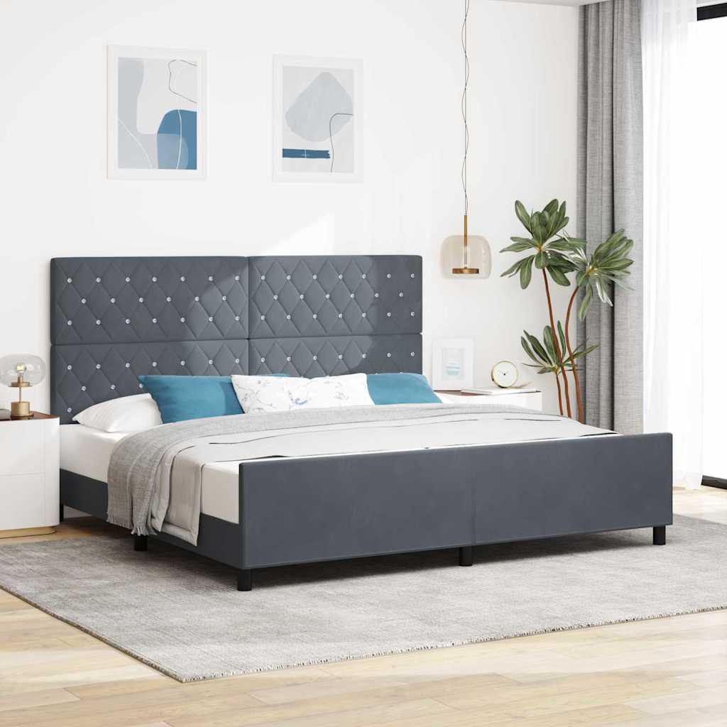 Boxspringbed met hoofdeinde Donkergrijs 200 x 200 cm Fluweel