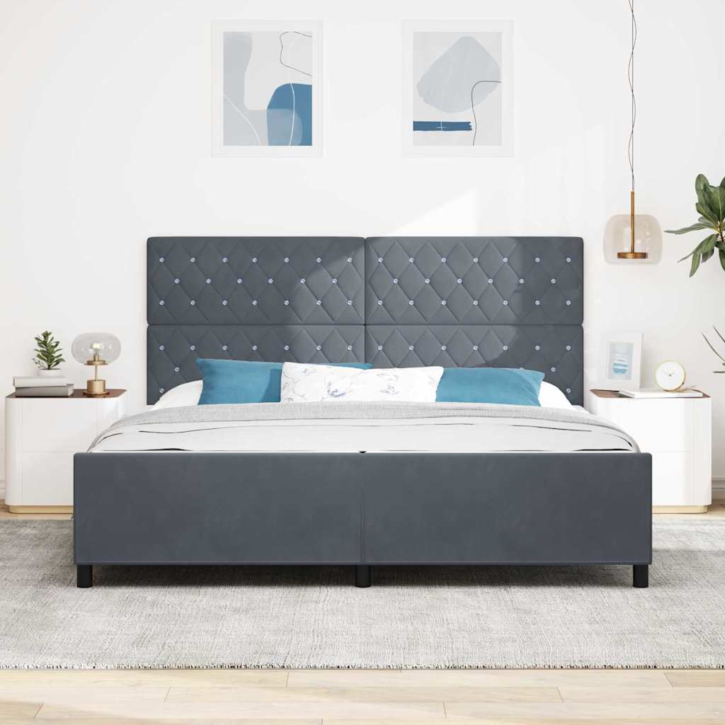 Boxspringbed met hoofdeinde Donkergrijs 200 x 200 cm Fluweel