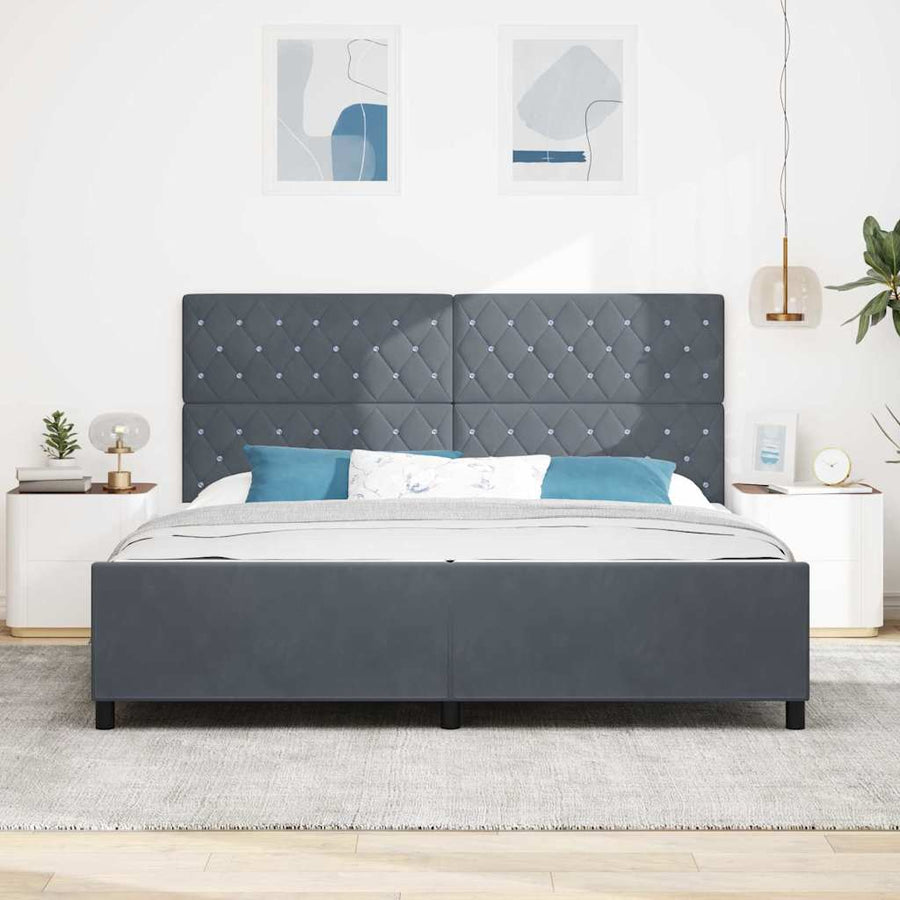 Boxspringbed met hoofdeinde Donkergrijs 200 x 200 cm Fluweel