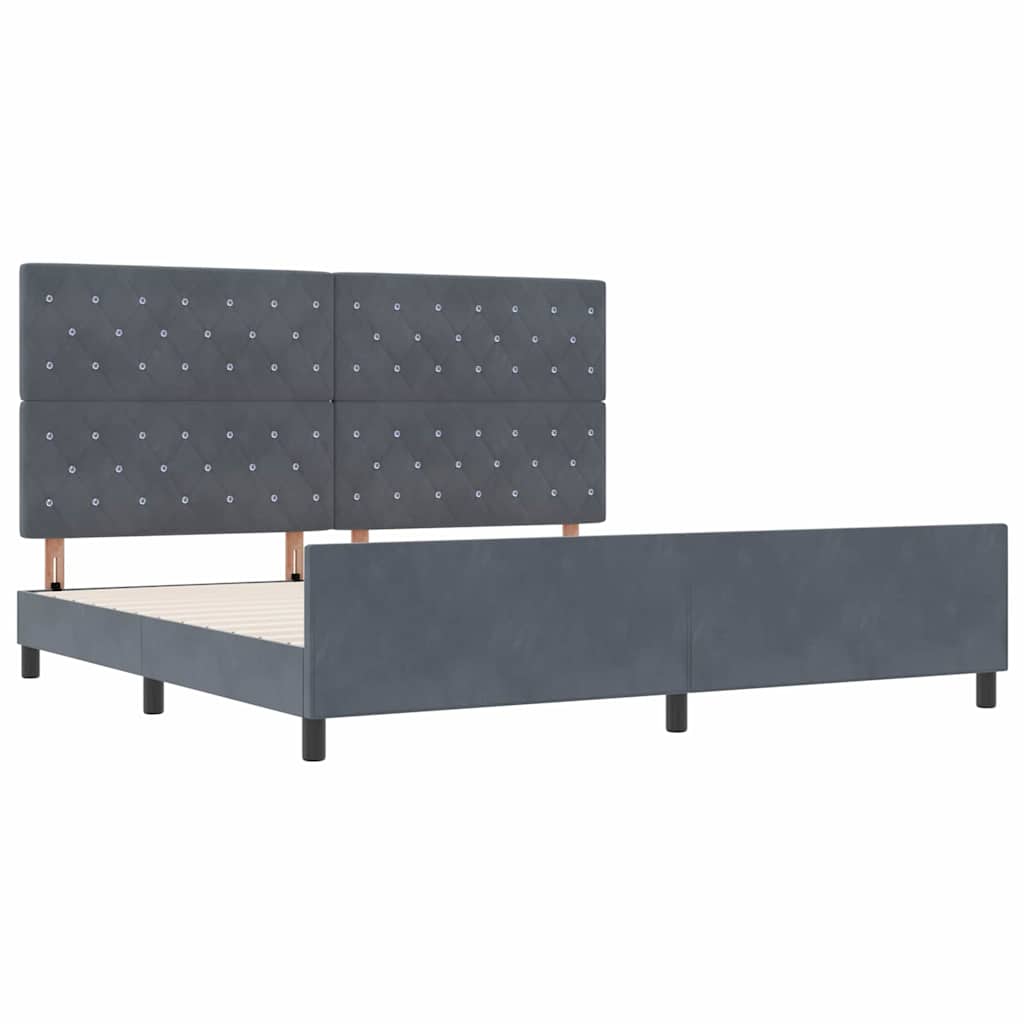 Boxspringbed met hoofdeinde Donkergrijs 200 x 200 cm Fluweel