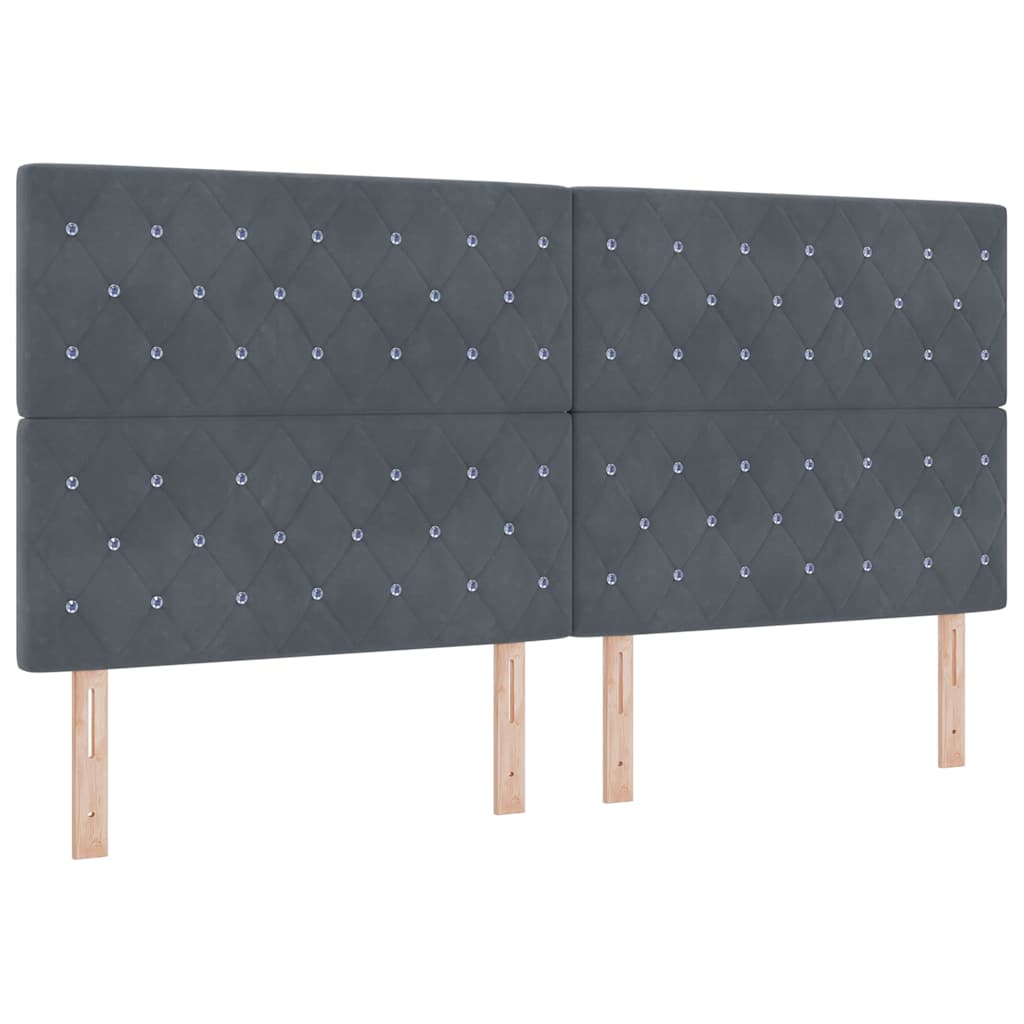 Boxspringbed met hoofdeinde Donkergrijs 200 x 200 cm Fluweel