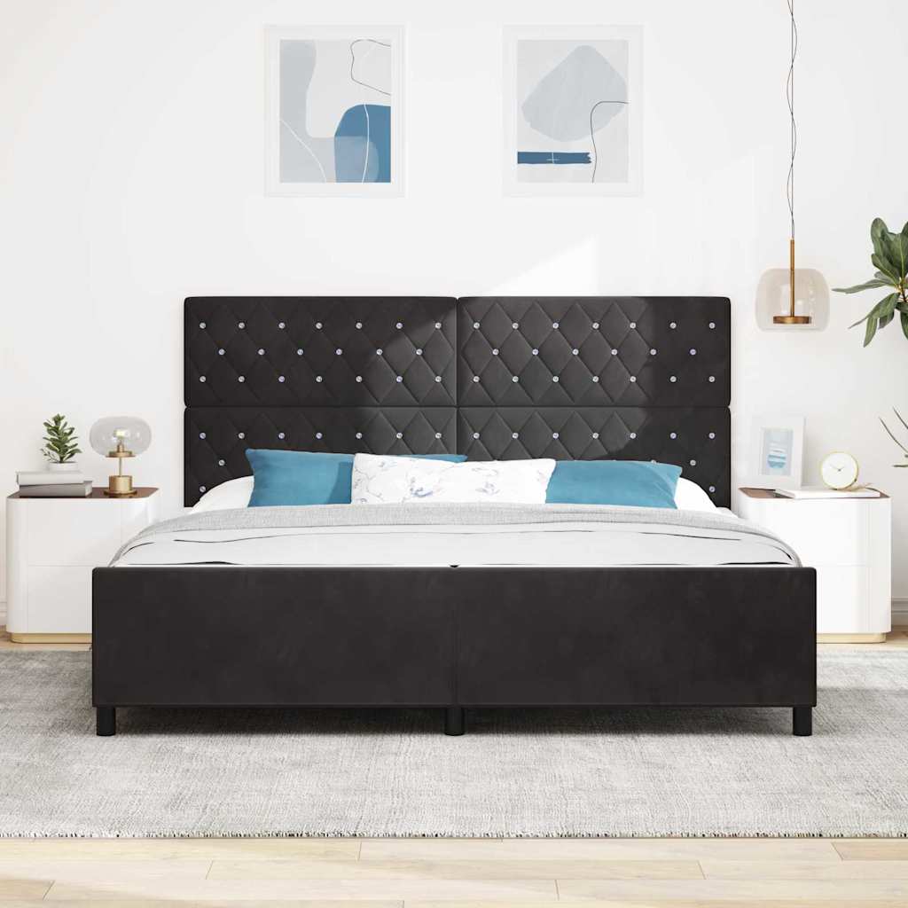 Boxspringbed met hoofdeinde Zwart 200 x 200 cm Fluweel