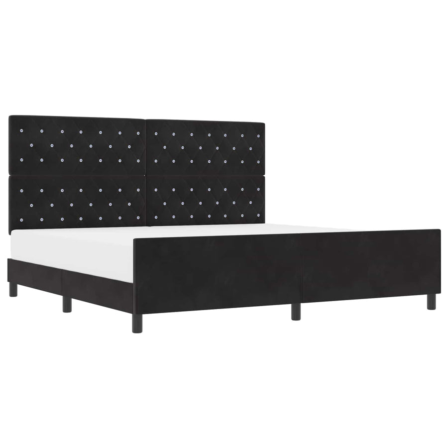 Boxspringbed met hoofdeinde Zwart 200 x 200 cm Fluweel