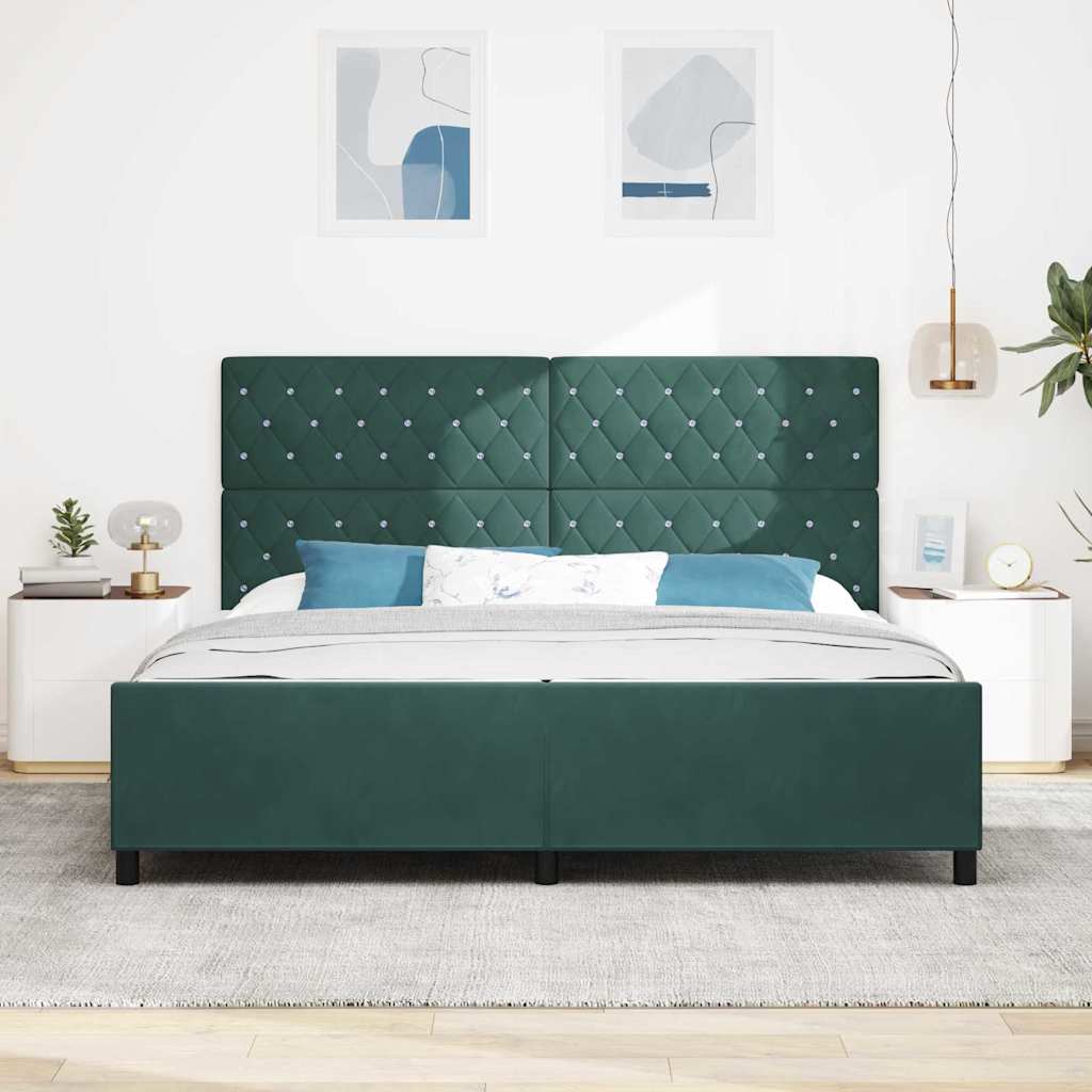 Boxspringbed met hoofdeinde Donkergroen 200 x 200 cm Fluweel