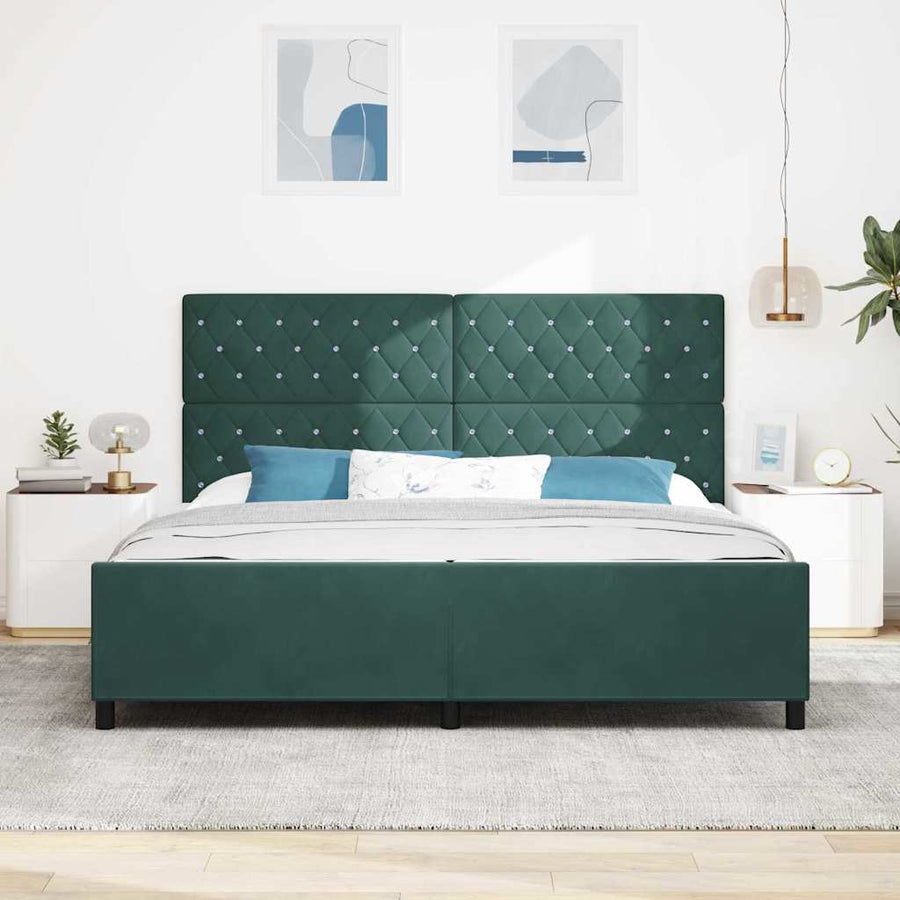Boxspringbed met hoofdeinde Donkergroen 200 x 200 cm Fluweel