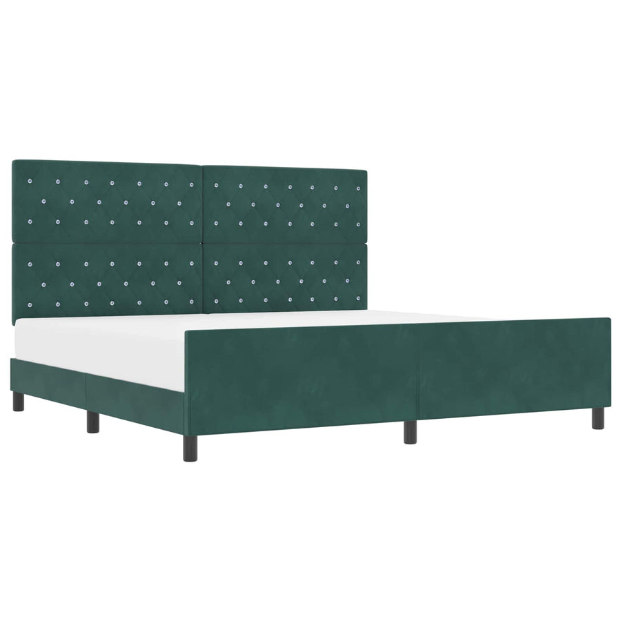 Boxspringbed met hoofdeinde Donkergroen 200 x 200 cm Fluweel