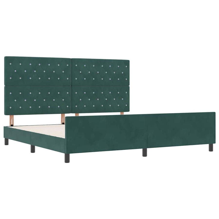 Boxspringbed met hoofdeinde Donkergroen 200 x 200 cm Fluweel