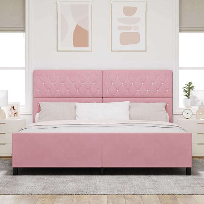 Boxspringbed met hoofdeinde Roze 200 x 200 cm Fluweel
