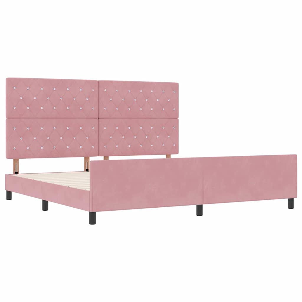 Boxspringbed met hoofdeinde Roze 200 x 200 cm Fluweel