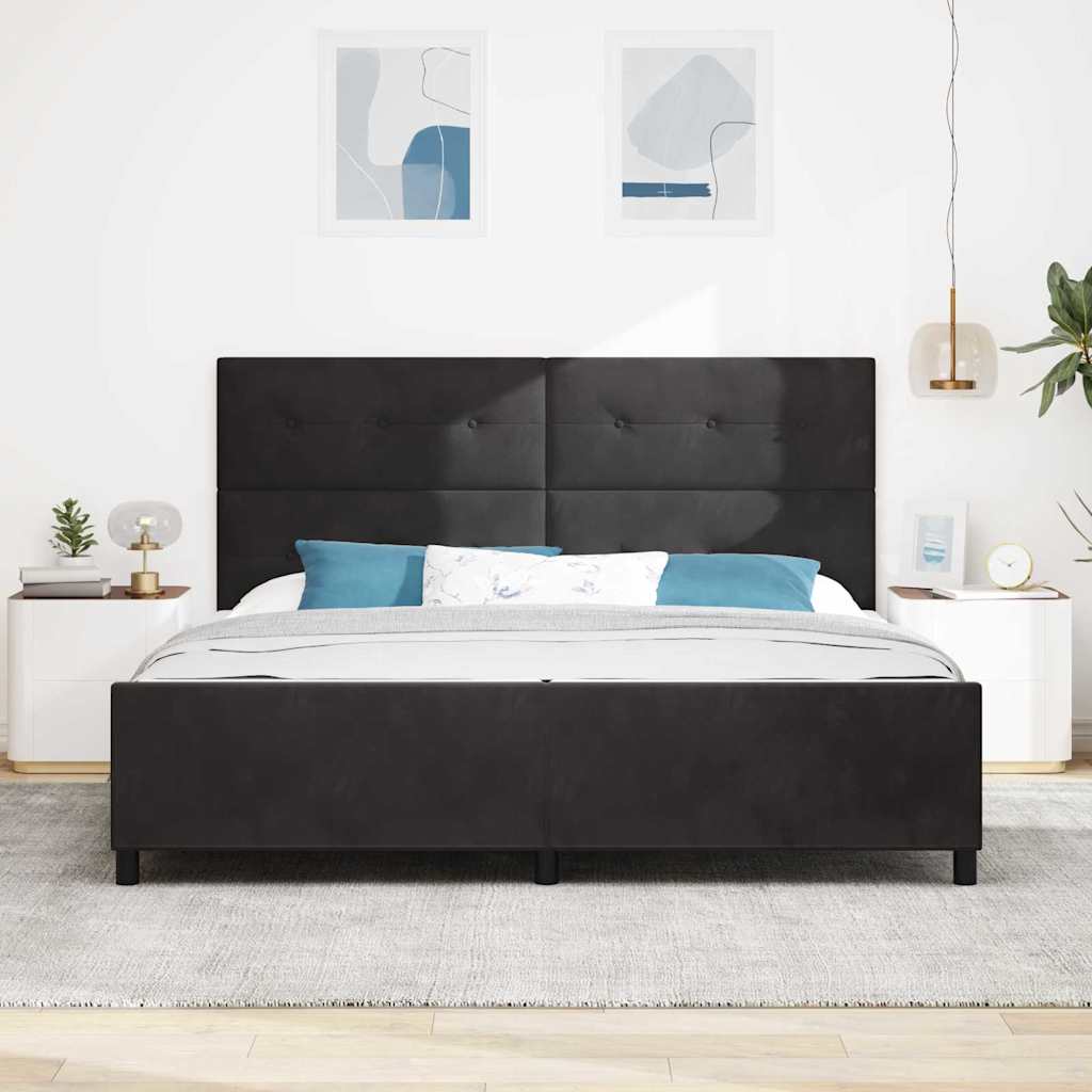 Boxspringbed Met Hoofdeinde Zwart 200 X 200 Cm Fluweel Zwart