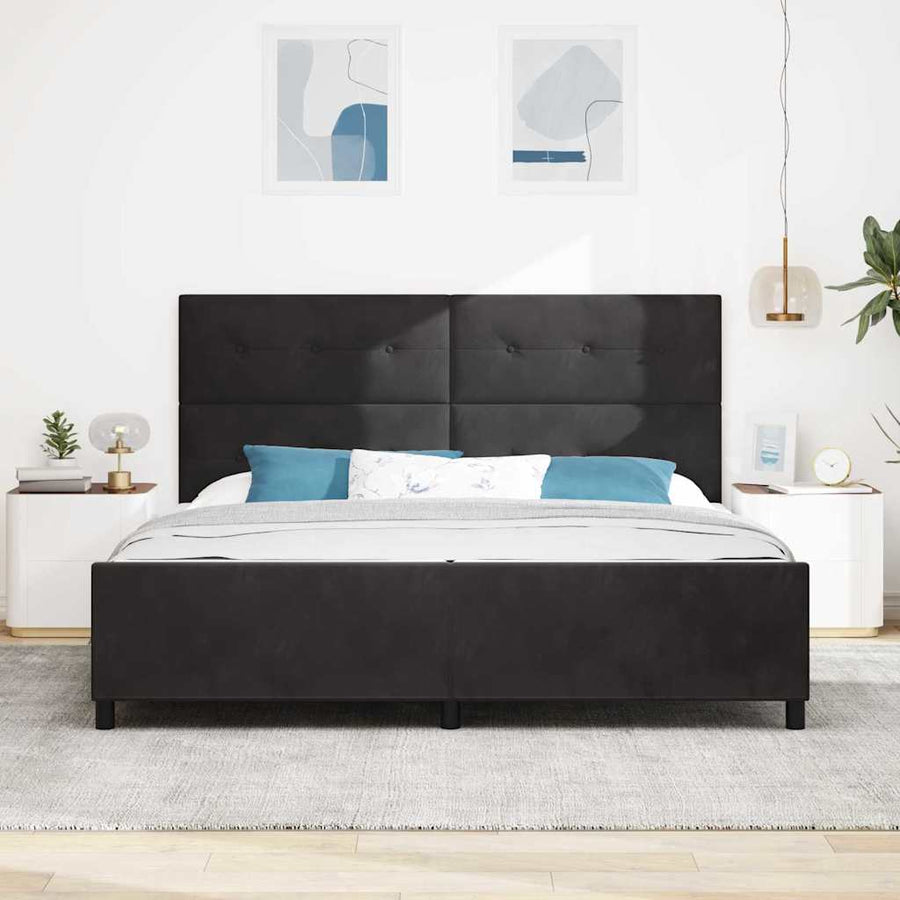 Boxspringbed Met Hoofdeinde Zwart 200 X 200 Cm Fluweel Zwart
