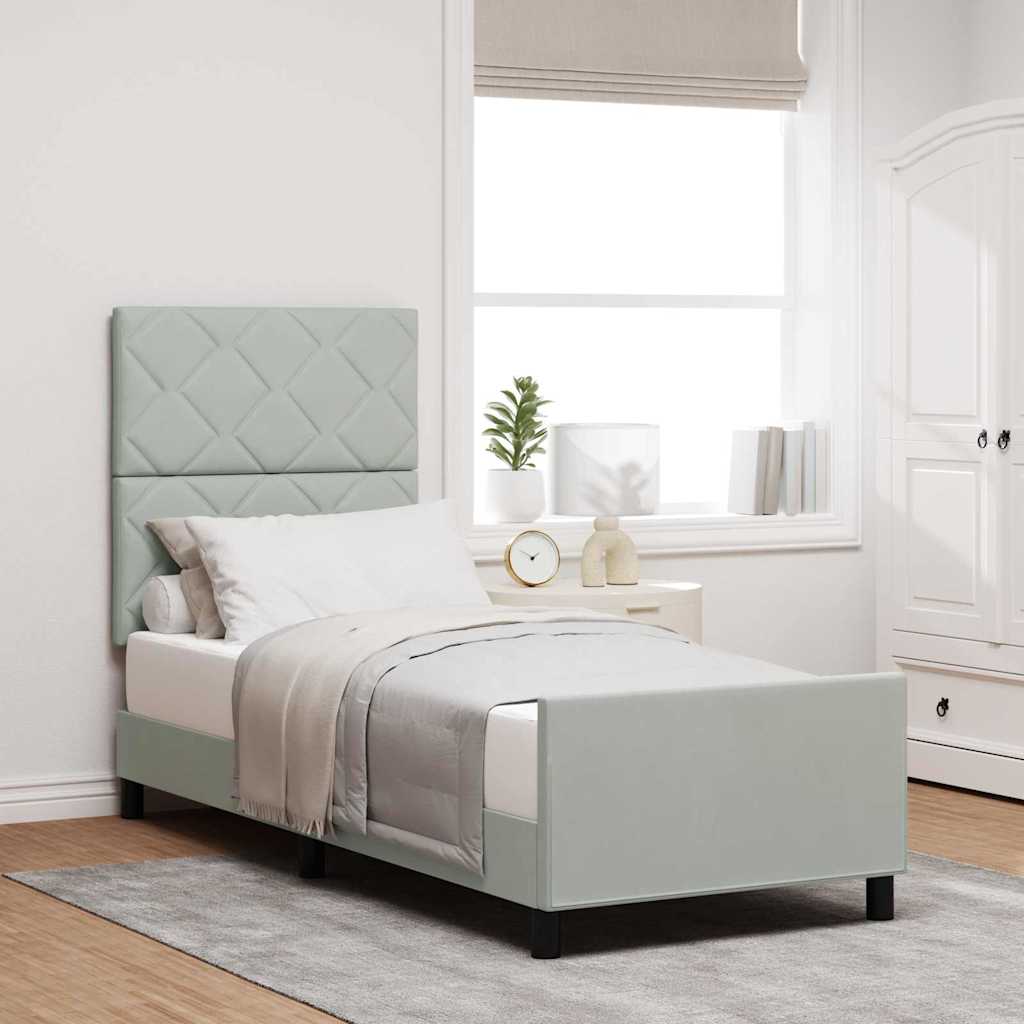 Boxspringbed met hoofdeinde Lichtgrijs 80 x 200 cm Fluweel