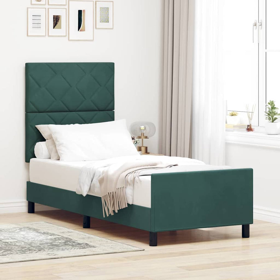 Boxspringbed met hoofdeinde Donkergroen 80 x 200 cm Fluweel